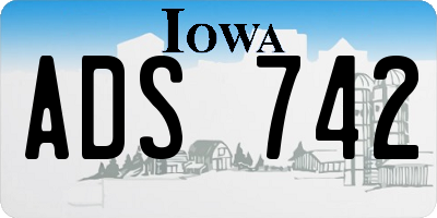 IA license plate ADS742