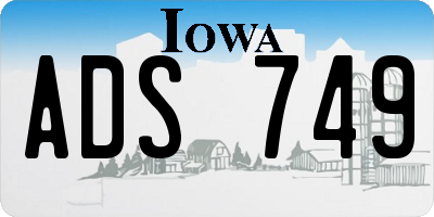 IA license plate ADS749