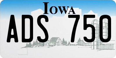 IA license plate ADS750