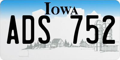 IA license plate ADS752