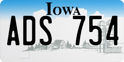 IA license plate ADS754