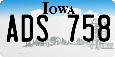 IA license plate ADS758