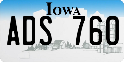 IA license plate ADS760