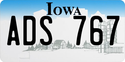 IA license plate ADS767