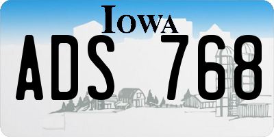 IA license plate ADS768