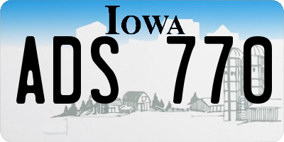 IA license plate ADS770
