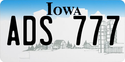 IA license plate ADS777