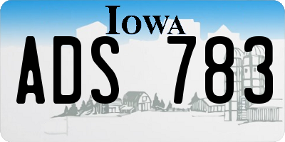 IA license plate ADS783