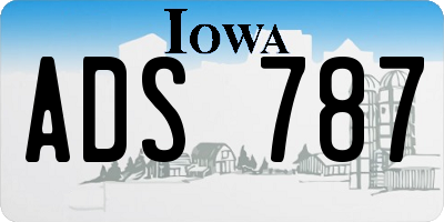 IA license plate ADS787