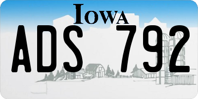 IA license plate ADS792