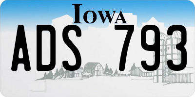 IA license plate ADS793