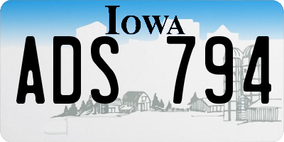 IA license plate ADS794
