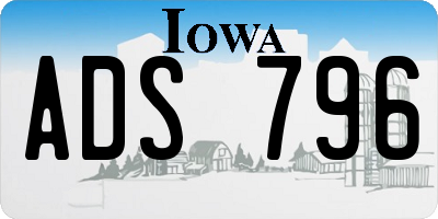 IA license plate ADS796