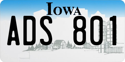 IA license plate ADS801