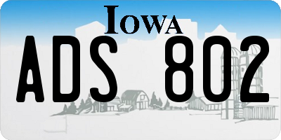 IA license plate ADS802