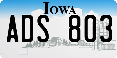 IA license plate ADS803
