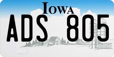 IA license plate ADS805