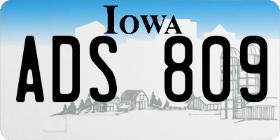 IA license plate ADS809