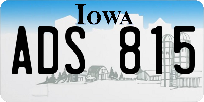 IA license plate ADS815