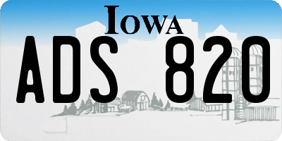 IA license plate ADS820