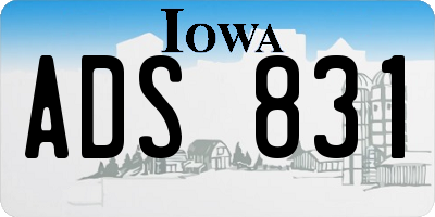 IA license plate ADS831