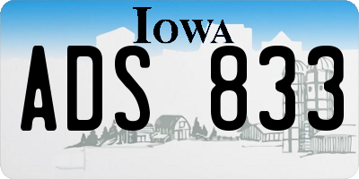 IA license plate ADS833