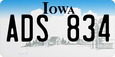 IA license plate ADS834