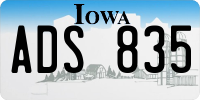 IA license plate ADS835