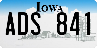 IA license plate ADS841