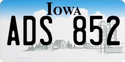 IA license plate ADS852