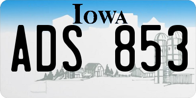 IA license plate ADS853