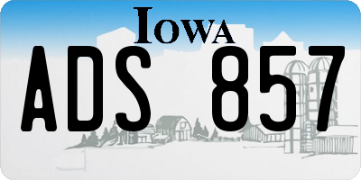 IA license plate ADS857