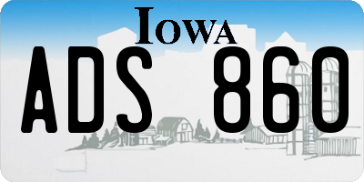 IA license plate ADS860