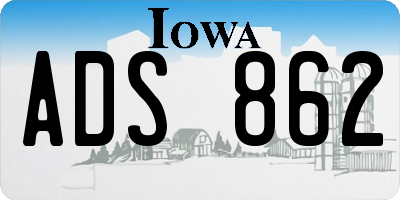 IA license plate ADS862