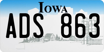 IA license plate ADS863