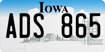 IA license plate ADS865