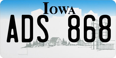 IA license plate ADS868