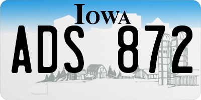IA license plate ADS872