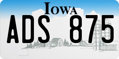 IA license plate ADS875