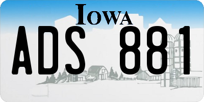 IA license plate ADS881