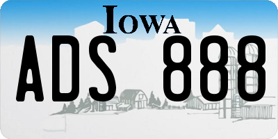 IA license plate ADS888