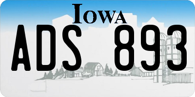 IA license plate ADS893