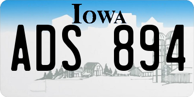 IA license plate ADS894