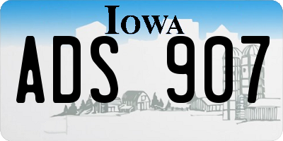 IA license plate ADS907