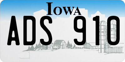 IA license plate ADS910