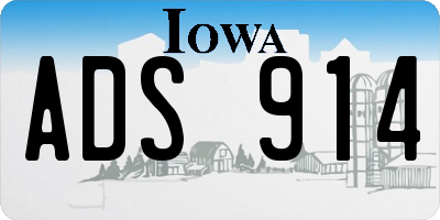 IA license plate ADS914