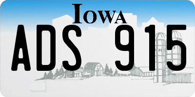 IA license plate ADS915