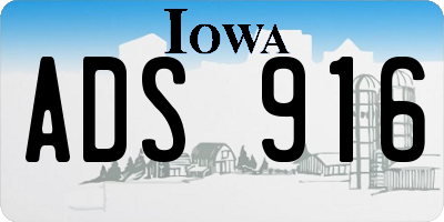 IA license plate ADS916