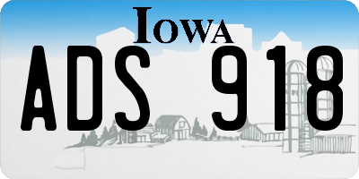 IA license plate ADS918