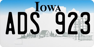 IA license plate ADS923